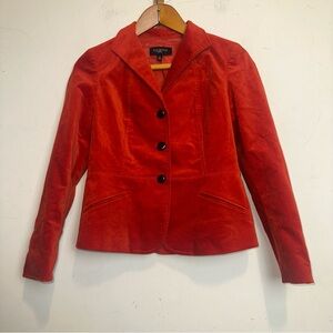 Talbots Velvet Blazer Suit Coat Womens 2P Orange Lined Office Preppy Classic Y2K